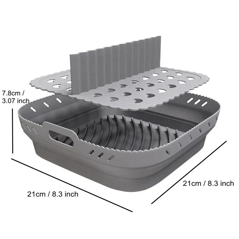 Silicone Tray Oven Baking Tray Pizza Fried Chicken Baking Tool Reusable Liner Easy Clean Airfryer Silicone Basket Kitchen Tool