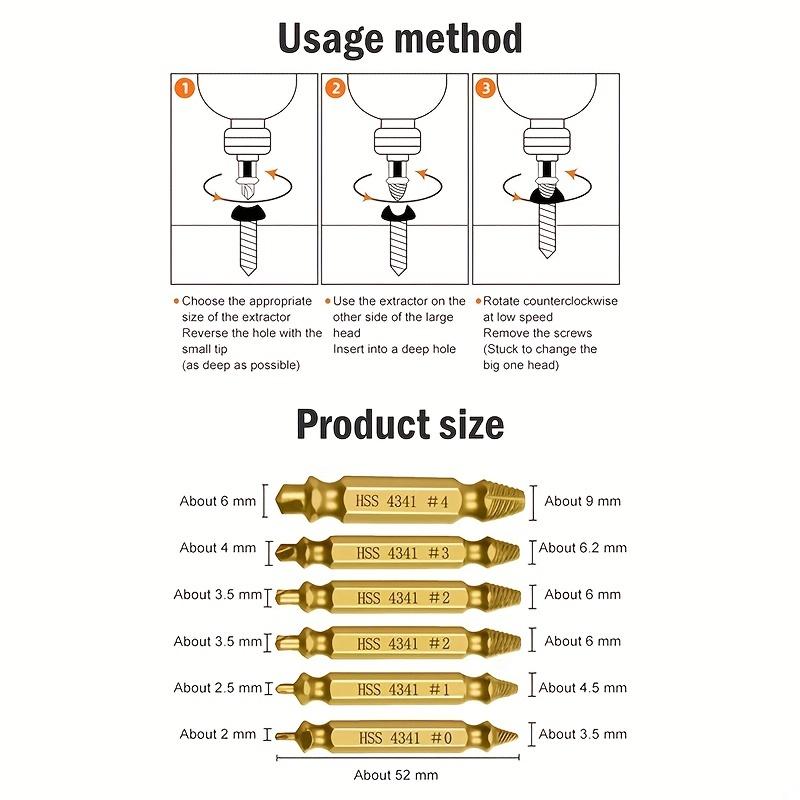 Набор экстракторов поврежденных винтов, набор экстракторов сорванных винтов для скользящей резьбы, экстрактор сломанных болтов, съемник болтов