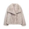 Women's Gray Faux Fur Collarless Short Coat