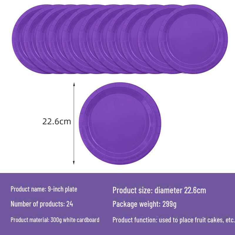 Фиолетовый набор для тематической вечеринки: Тарелки, стаканчики, салфетки из плотной бумаги, одноразовые предметы декора