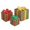 3 шт./набор Рождественские светящиеся подарочные коробки Светодиодная подсветка Штабелируемая вкладываемая коробка с бантом для Рождества Внутреннее Наружное Домашний Двор Газон Декор