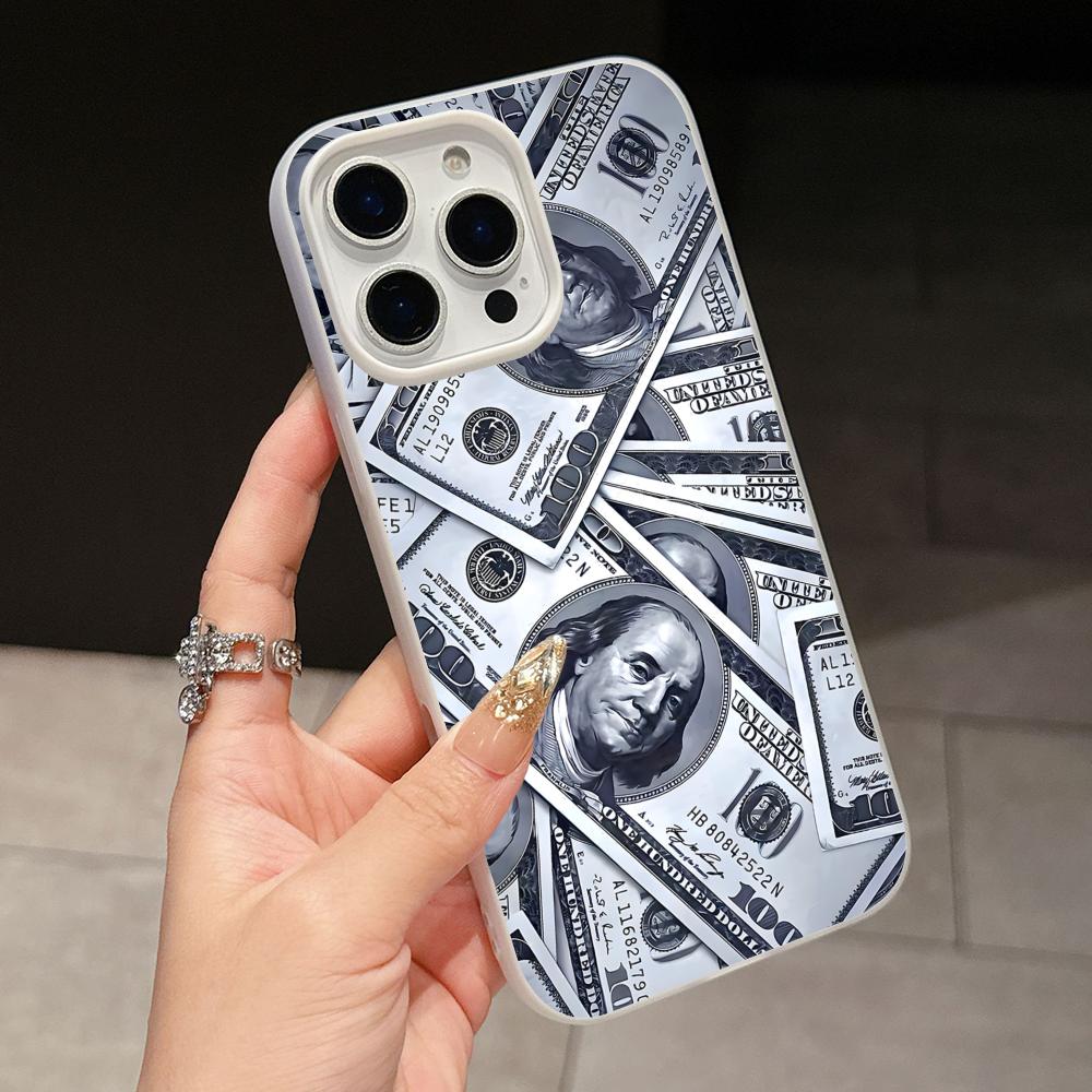 USD Доллар Желе Двойной слой Белый Чехол для Мобильного Телефона для iPhone 17 16 15 14 13 12 11 Air Pro Max Plus Защитный