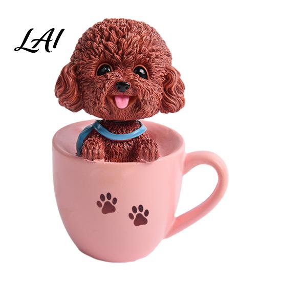 Car Aromatherapy Air Freshener Cup Shaking Head Dog Ornament Resin Teddy Schnauzer Dashboard Cute Puppy Interior Decor Decor Heat Resistant