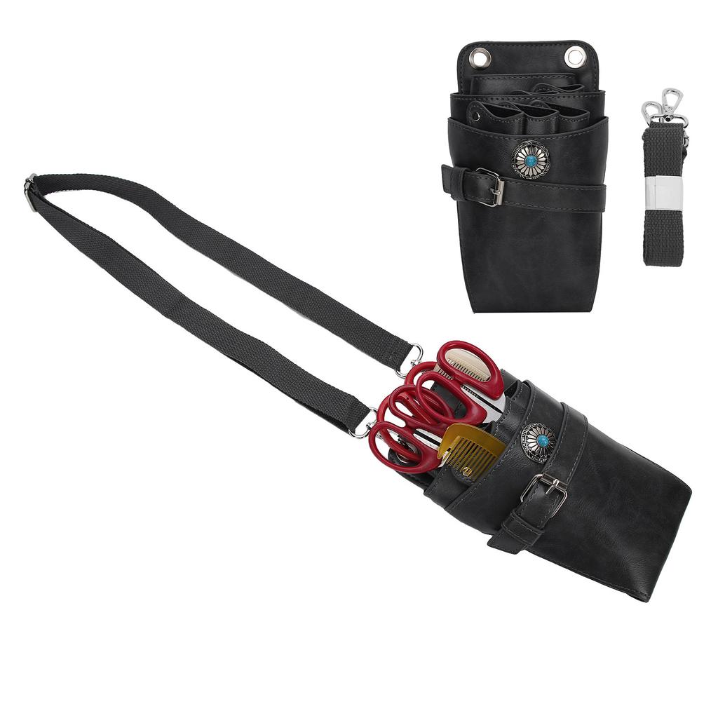 Hair Scissors Shear Bag Professional Retro Soft Hairdressing Toolbag Pouch Barber Cases Black