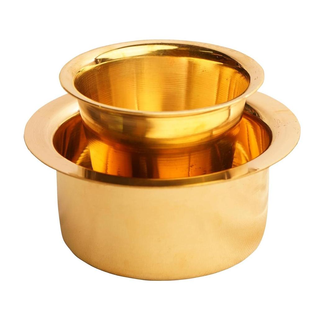 Латунная кофейная чашка Давара/Дабара и стакан для подачи фильтрованного кофе/чая/Традиционный набор кумбаконама Дабара Матовый - 150 мл (Простой, Набор из 4 штук)