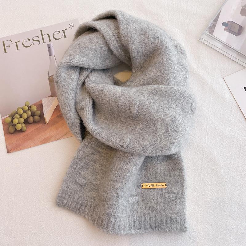 New Christmas Gift Cute Red Scarf Women's Winter New Warm Versatile Knitted Wool Couple Scarf