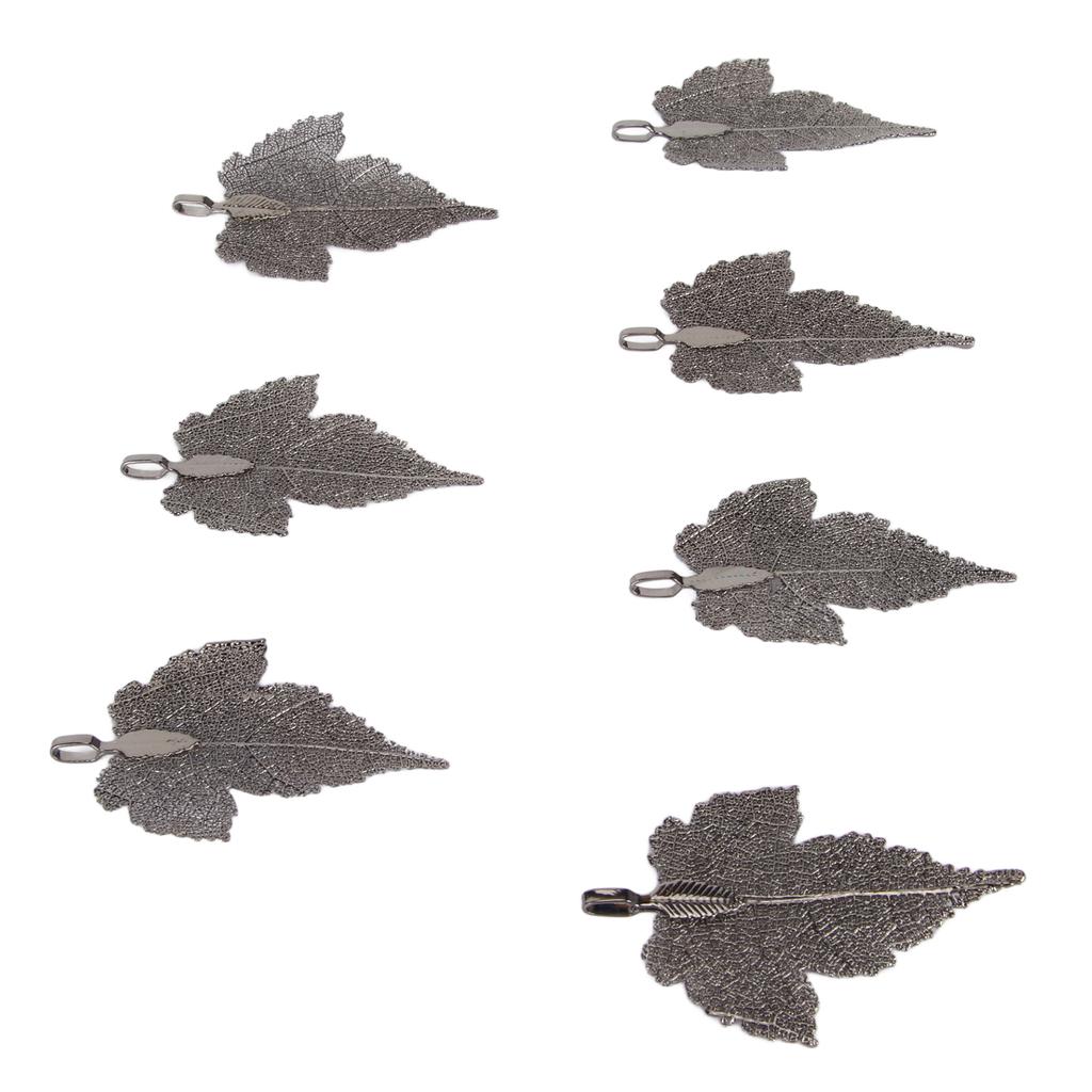 7pcs Leaf Pendant Healthy Zinc Alloy Durable DIY Ingenious Craft Leaves Pendant for Party Black