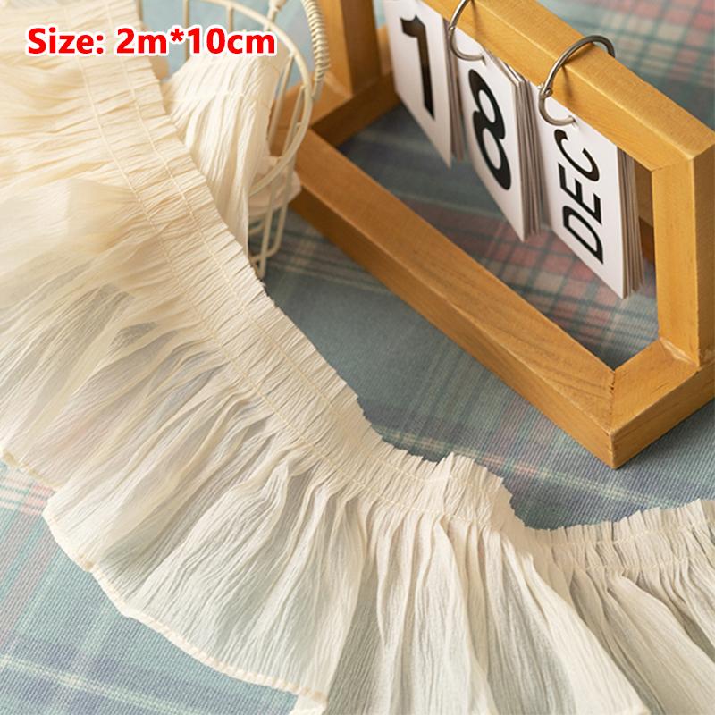 2М Шифоновая Плиссированная Кружевная Ткань Бахрома 9/10/12СМ Лента Отделка Для Шитья Рукоделия Аксессуары Юбки Одежда DIY Поделки