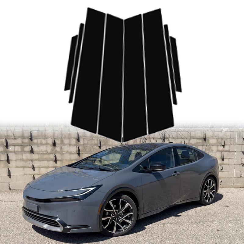 8Pcs Car Glossy Black Window Door Column BC Pillar Post Cover Trim Stickers Accessories Fit for Toyota Prius 2023-2025