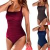 Женские цельные купальники, сексуальные однотонные купальники, летние пляжные купальники