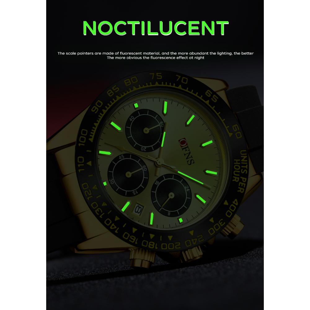 Роскошные мужские кварцевые часы, многофункциональные, три очка, шесть стрелок, хронограф, водонепроницаемые, ночник, мужские кварцевые часы