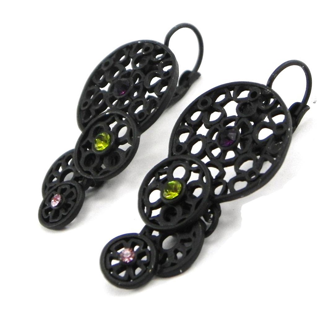 NOA [I2171] - Дизайнерские серьги «Кармен» фиолетово-зеленого цвета