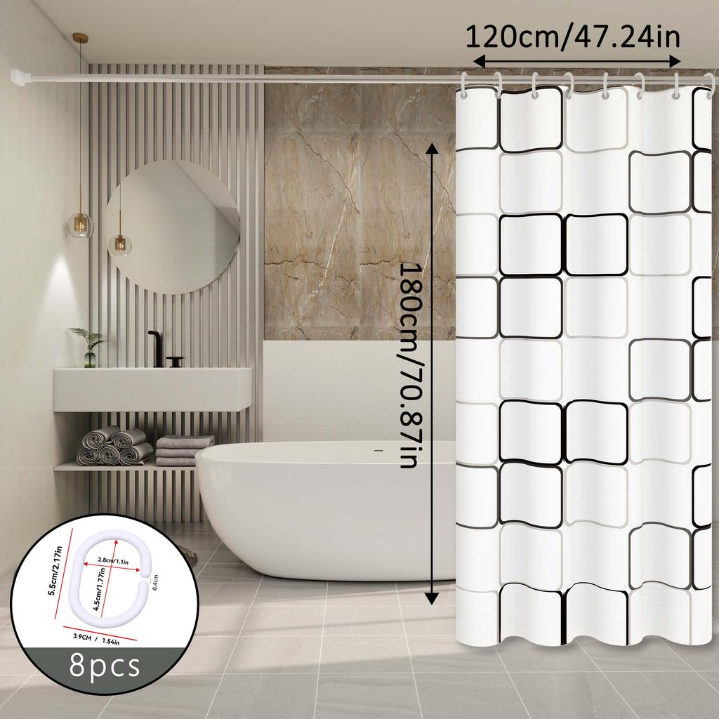 Большая квадратная шторка для душа в геометрическом стиле, современная минималистичная перегородка для ванной, шторка для декора ванной комнаты в индустриальном стиле