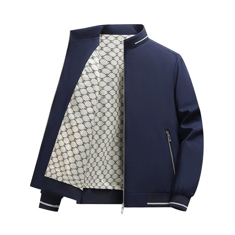 Мужская модная повседневная куртка с воротником-стойкой, однотонная, легкая деловая куртка в стиле минимализма