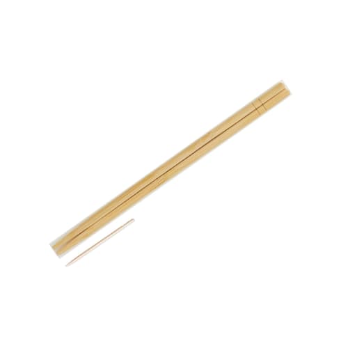 Yanagi Products Disposable Bamboo Chopsticks, No-Split, 20cm, with Toothpick Included, Pack of 100, Individually Wrapped, Commercial Use, PK-009