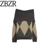 Za New Fall Women's Clothing 2025 Fashion Style Fashion off-Neck Diamond off-Shoulder Long Sleeves Knitwear 5755138