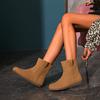 AJGS Niche Design New Western Cowboy Boots Pull-on Khaki Cow Suede Boots Versatile Fashion Street Style Women's Boots