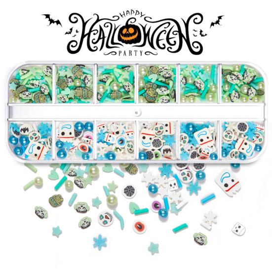 1 коробка с блестками для ногтей, ультратонкие яркие цвета, блестящий визуальный эффект, улучшающий атмосферу, мягкая глина, тема Хэллоуина