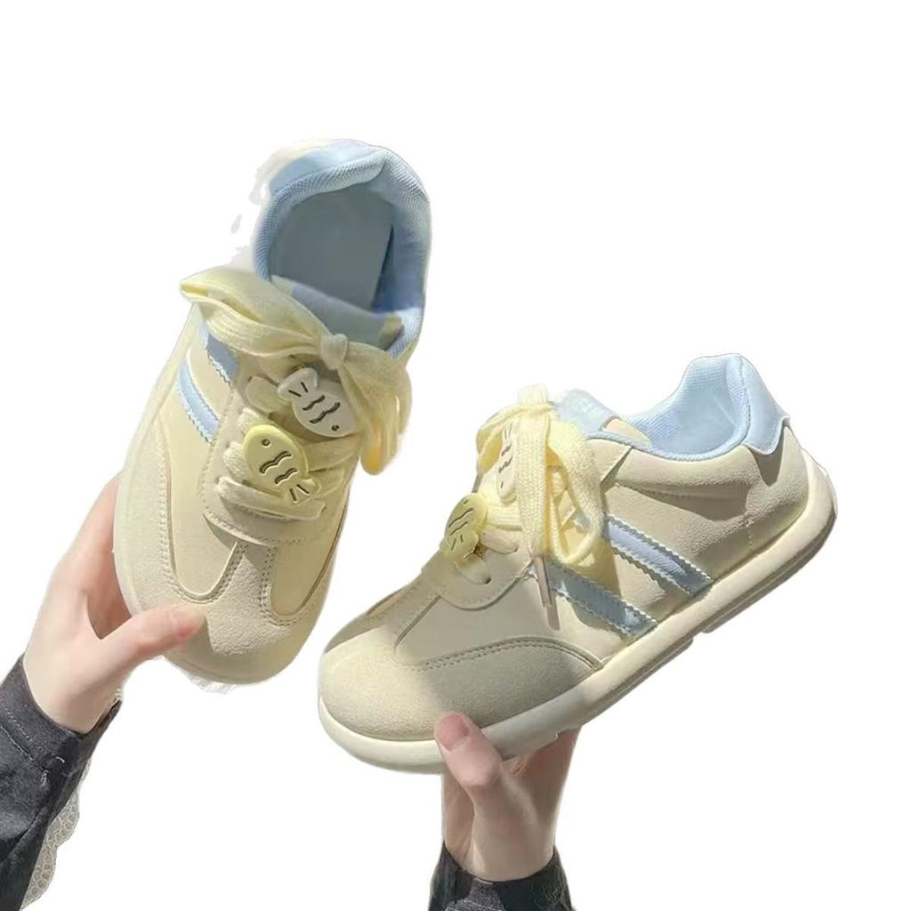 2025 Spring New Student Versatile Casual Moral Training Shoes Women's Niche Original Yellow Thick Baseplate Shoes Women's Fashion Trend