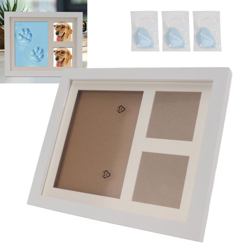 Pet Pawprint Picture Frame Pure Natural Pine Wood DIY Handprint Footprint Keepsake Kit for Creating