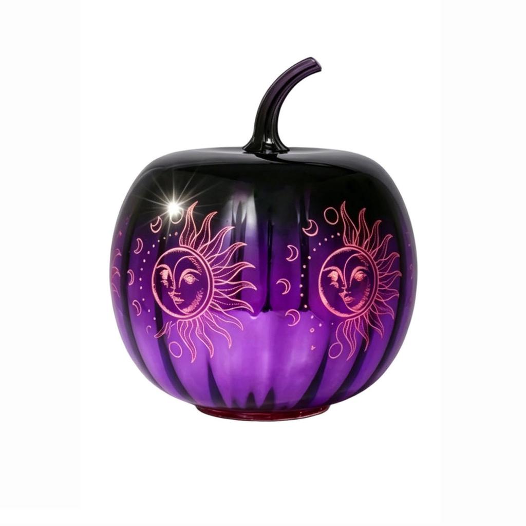 Halloween Purple Pumpkin Resin Decorative Light for Home and Party Decor