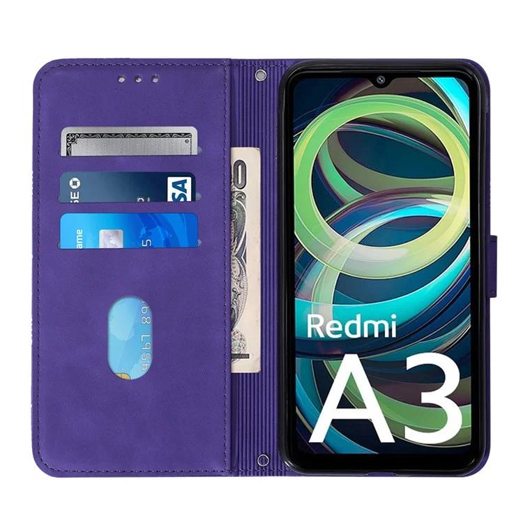 YB Imprinting Series-1 для Xiaomi Redmi A3/Poco C61 4G чехол с рисунком линии защитный кожаный чехол-бумажник для телефона