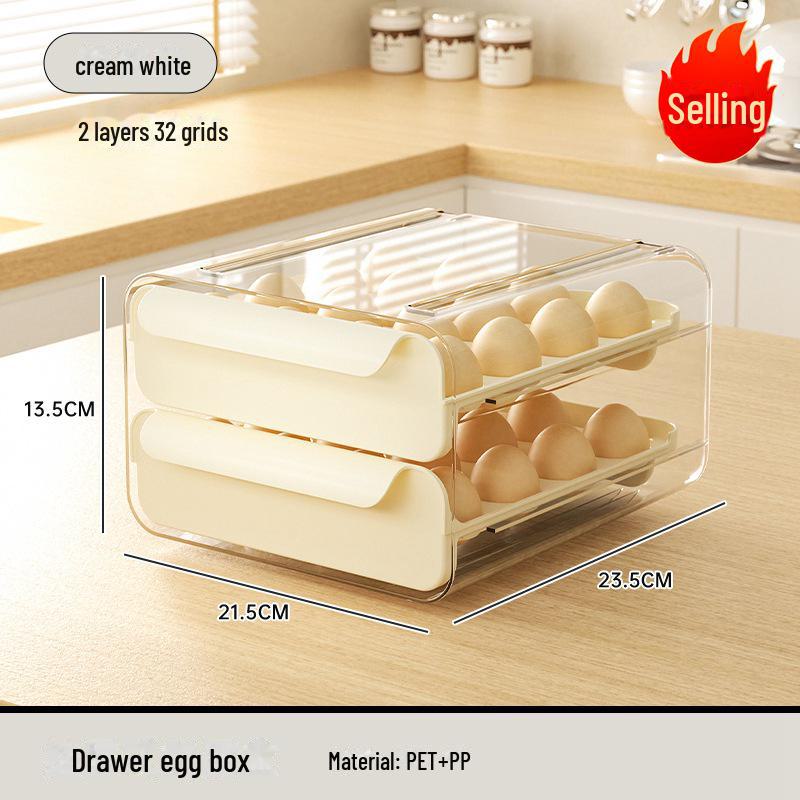 Двухслойный прозрачный контейнер для хранения яиц с 32 отделениями для холодильника или использования на столешнице