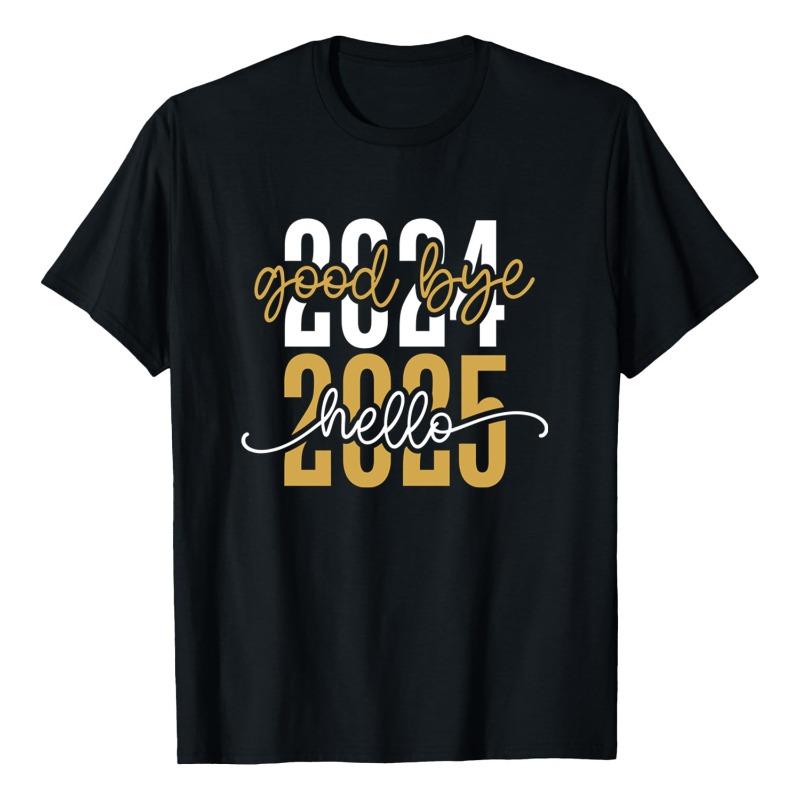 Футболка с принтом «НОВЫЙ ГОД», модная спортивная и досуговая толстовка с капюшоном, с круглым вырезом, свободные футболки с коротким рукавом, женская