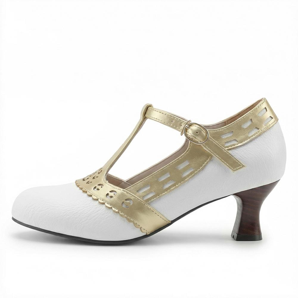 Женские Туфли-лодочки на ремешке-Т Киттен Хиллс Вырезанные из ПУ Обувь Маленькие Большие Размеры 32 50