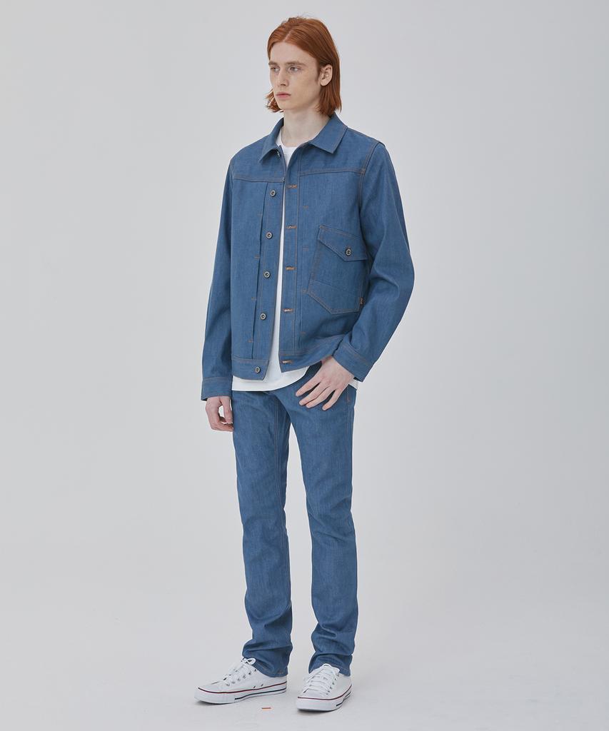 Джинсовая куртка Ryul+Wai с selvedge и одним карманом, синяя