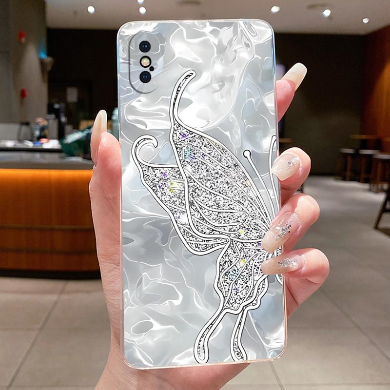 For iPhone X Case Clear Luxury Butterfly Fashion Flowers Soft TPU Silicone Phone Cover for iPhone X XS Max iPhoneX iPhoneXs Case