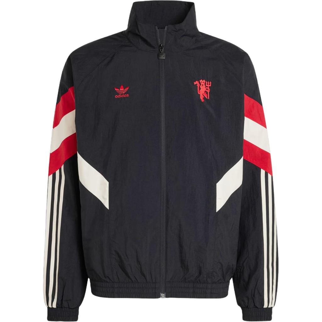 Adidas Manchester United Originals Track Top черный/красный мужской уличный стиль IS6525