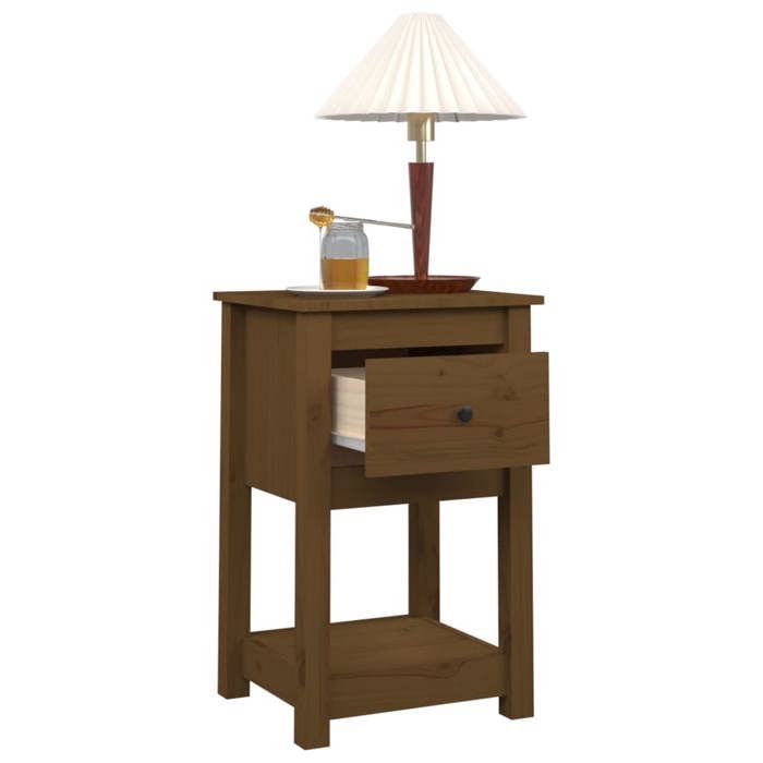 Table de chevet - Maison Exclusive - Marron miel - Bois de pin massif - 40 x 35 x 61,5 cm