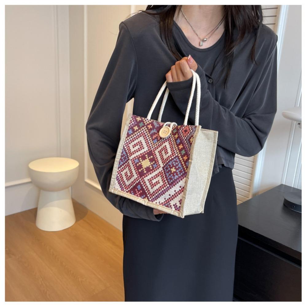 JMXD-этнический стиль Холщовая сумка, летняя мода, портативная льняная сумка для ланча, сумка Bento, ручная сумка для мамы