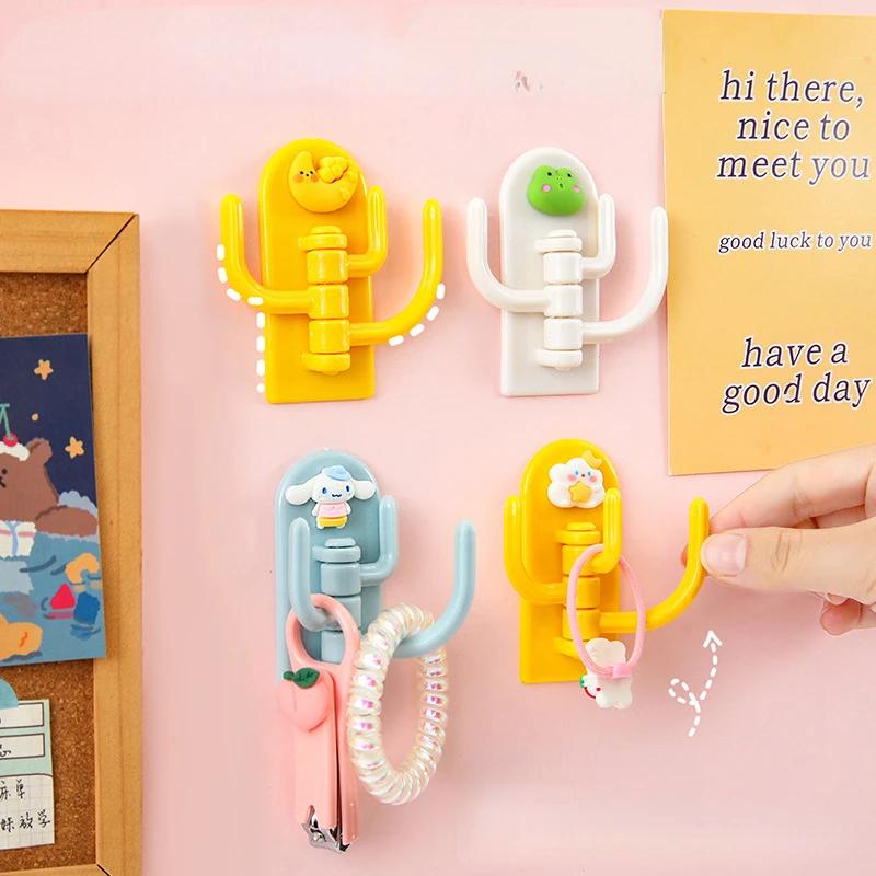 Rotatable Multi-purpose Cartoon Three-hook Hook Cute Student Dormitory Punch-free Traless Sticky Hook Wall Door Key Hook Tools