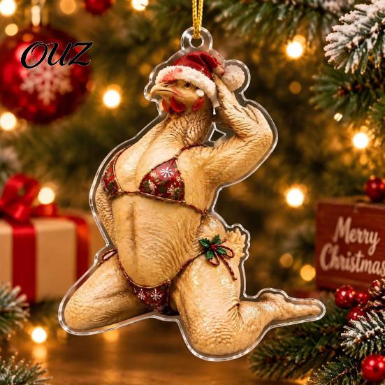 Unique Hanging Gifts for Friends 5 Pcs Quirky Bikini Christmas Ornament, Funny 2D Acrylic Santa Claus Horse Creative Holiday Gift Ideas Dachshund