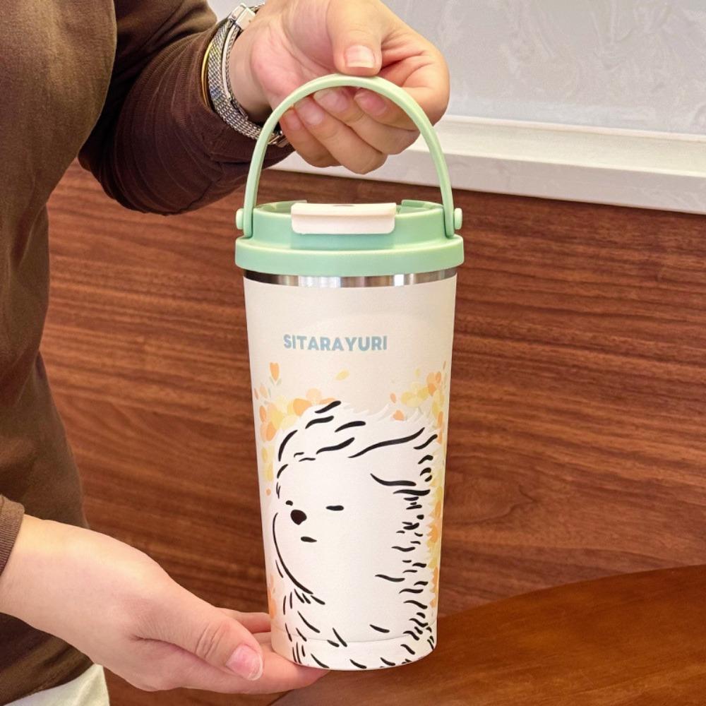 Милая мультяшная капибара, термокружка 560 мл, вакуумная бутылка для воды из нержавеющей стали, с ручкой, герметичная, двойная чашка для питья