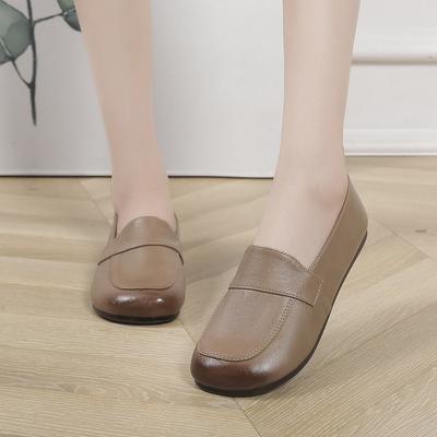 Модные женские туфли из кожи в стиле ретро с плоской подошвой, весна-осень 2024 года, круглый носок, неглубокий носок, одинарные туфли Lefu, роскошные туфли Traf