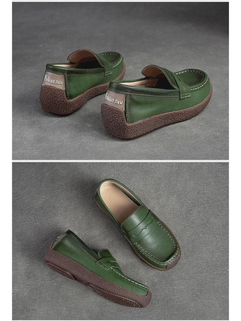 Шанхай Цзечу весна 2023 ретро плоские женские туфли из коровьей кожи