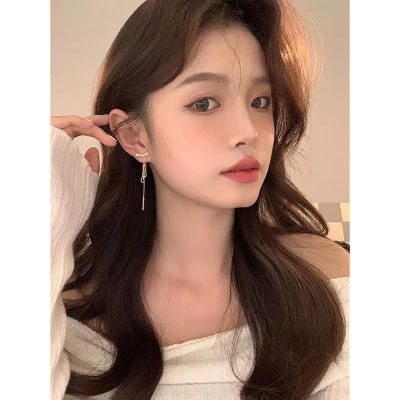 WICKM длинные серьги с жемчужной бахромой женские Популярность Совместимы с металлической аллергией кольцо игла из серебра S925 милые серьги 18-каратное золото любитель годовщина