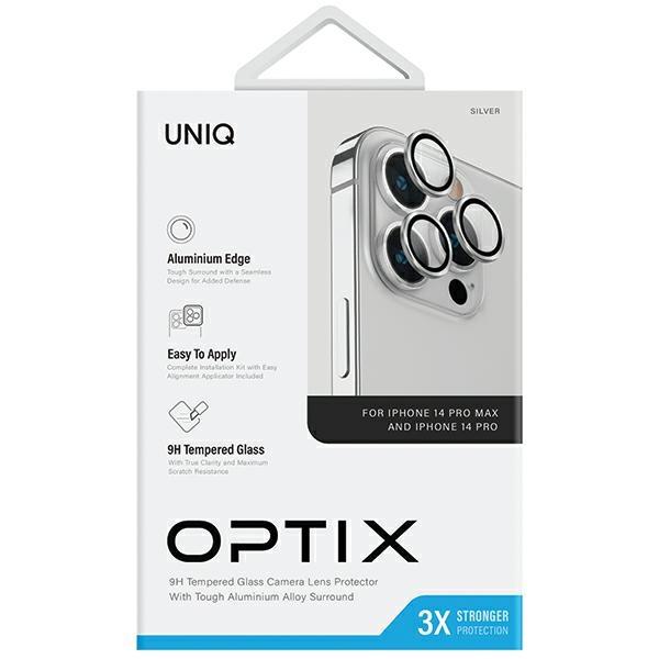 Uniq Optix Aluminium Camera Lensprotector Iphone 14 Pro 6.1 / 14 Pro Max 6.7 Sterling Silver Glass For Camera Lens With Applicator