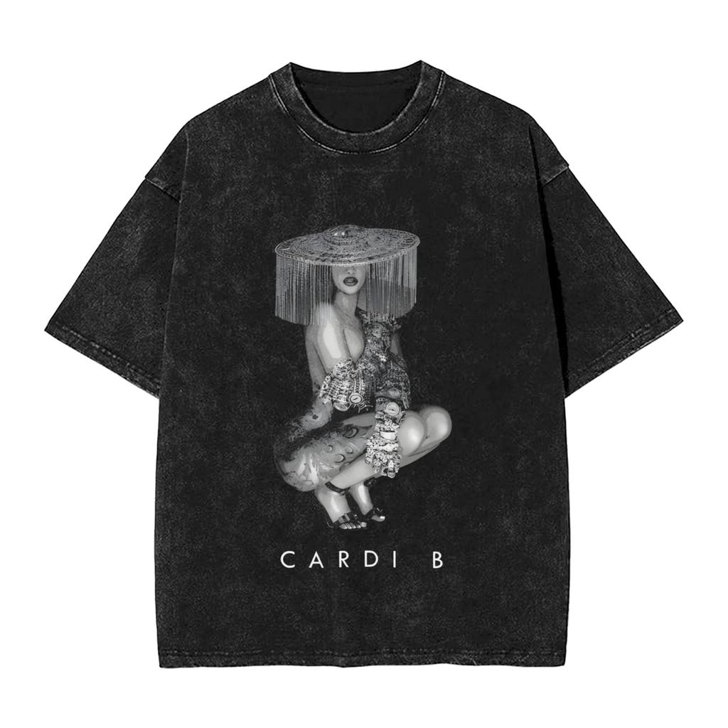 Cardi B Vintage Men T Shirt Washed Creative Tees Short Sleeve Round Neck Tshirts 100 Cotton Gift Clothes