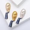 Wind Face Mask Thinker Enamel Drip Brooch, Simple Fashion Coat Accessories
