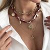 Salircon 3 шт./комплект Богемный Шарм Ленточный Ожерелье Женское Золотой Цвет Подсолнух Луна Сердце Кулон Чокер Ожерелье Украшения Подарок