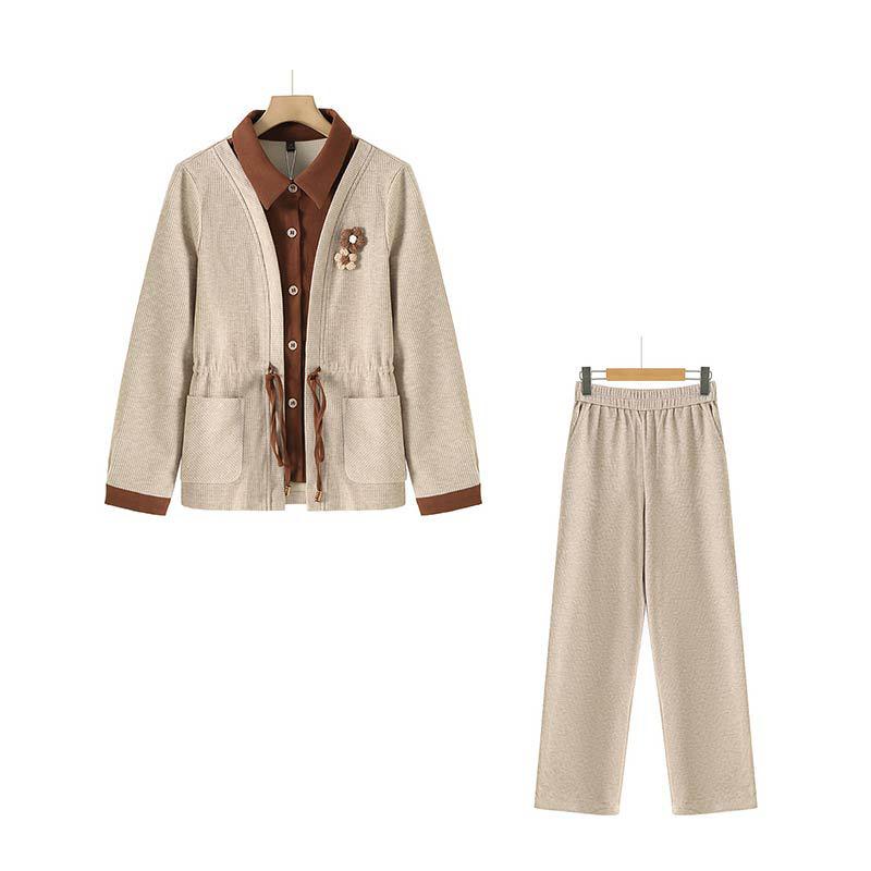 Элегантный весенний спортивный костюм 2025: Комплект из двух вещей свободного кроя для женщин среднего возраста