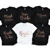 Engagement Bridal Wedding Party T-shirt Team Bride Squad Bridesmaid Tops Maid of Honour Tshirt Bachelorette Hen Party EVJF Tees
