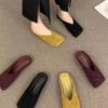 Women Suede Flats Mules Shoes Square Toe Slingback Slippers Casual Sandals 2026 Trend Summer Dress Flip Flops Cozy Mujer Slides