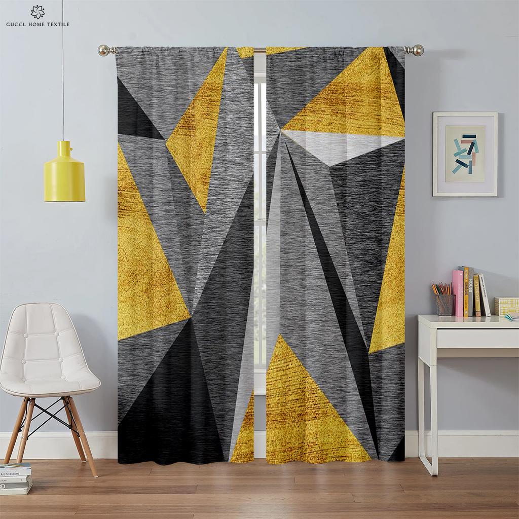Современные простые занавески с геометрическим принтом, спальня, гостиная, украшение для балкона, легко стирать и ухаживать, украшение для дома, 2 шт.