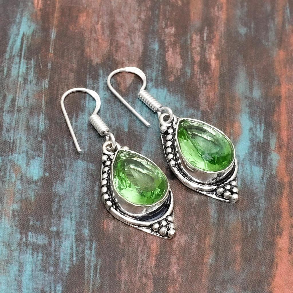 Перидот, ювелирные серьги ручной работы из стерлингового серебра 925 пробы с драгоценными камнями для женщин