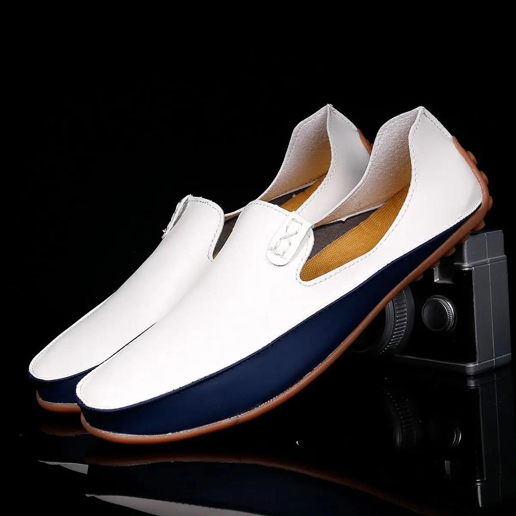 Fashion Leather Shoes For Men Fashion 2024 Slip-on Flat Man Casual Shoe Legitimate Elegant Cheap Clearance Korean Style Pu Designer